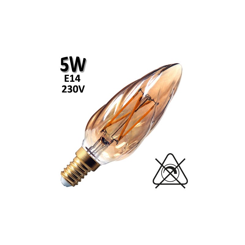 GIRARD SUDRON 713211 - Flamme torsadée ambrée LED 5W E14
