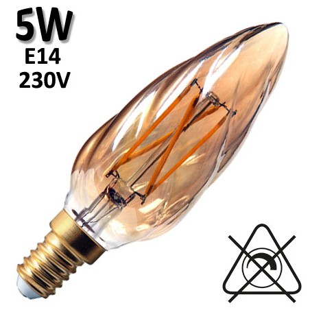 GIRARD SUDRON 713211 - Flamme torsadée ambrée LED 5W E14