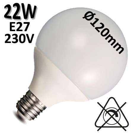 Lampe GLOBE LED 22W E27 230V - Ampoule globe opale Duralamp
