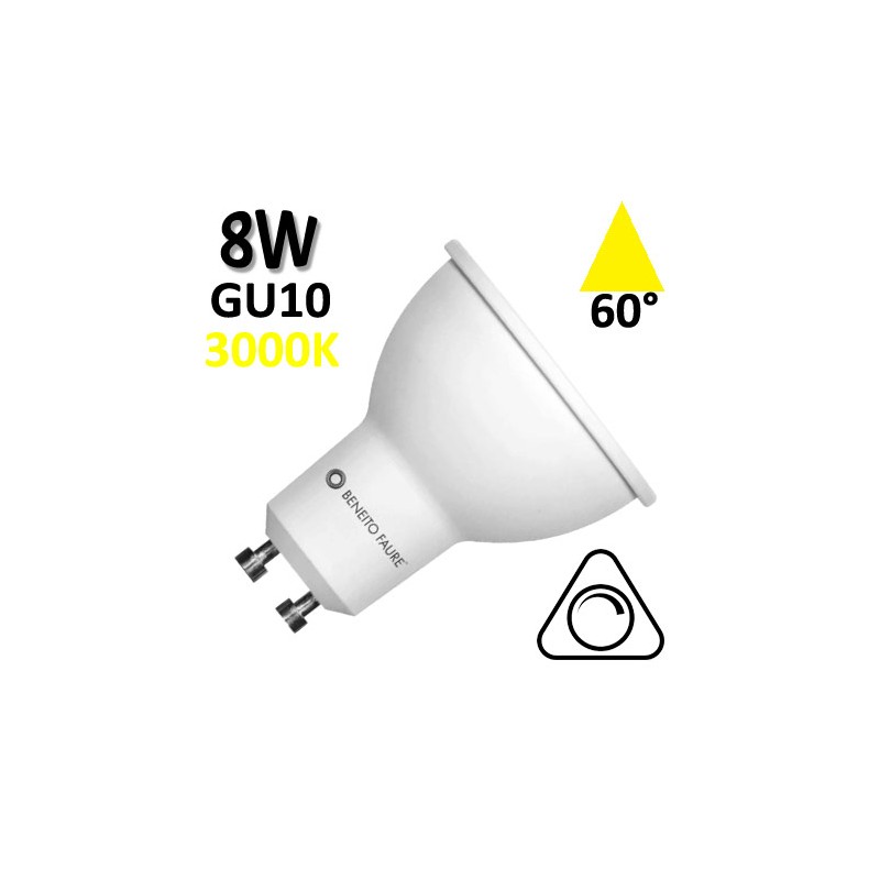 Ampoule LED GU10 8W 60° 230V - BENEITO SYSTEM 3493 3494