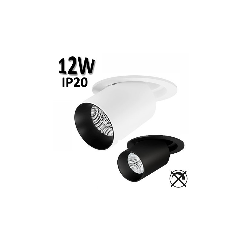 BENEITO Oxo R - Spot LED encastré plafond 12W blanc noir