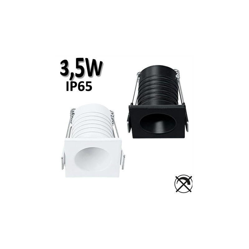 Spot plafond encastré carré BENEITO Pulsar 3,5W blanc noir