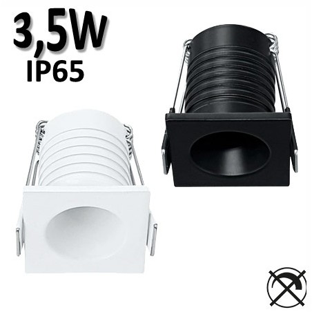 Spot plafond encastré carré BENEITO Pulsar 3,5W blanc noir