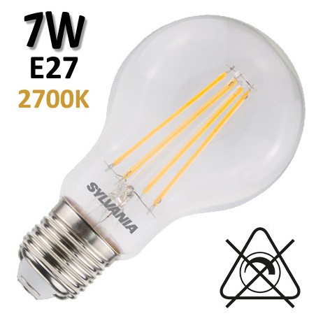 Ampoule filament LED claire SYLVANIA 7W E27 230V 29327 29329