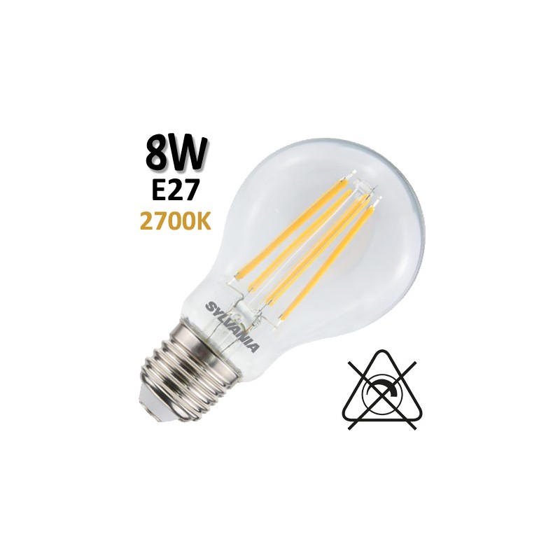 Ampoule filament LED claire SYLVANIA 8W E27 230V 29331 29332