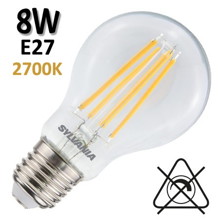 Ampoule filament LED claire SYLVANIA 8W E27 230V 29331 29332
