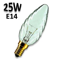 Ampoule flamme torsadée claire 25W E14 220V