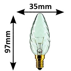 Ampoule flamme torsadée claire 40W E14 220V