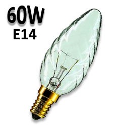 Ampoule flamme torsadée claire 60W E14 220V