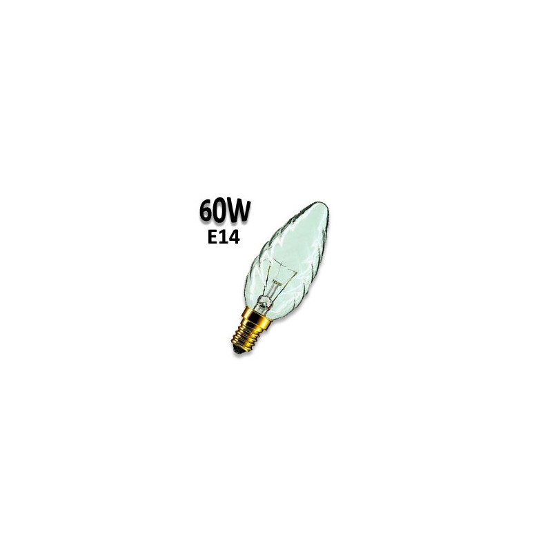 Ampoule flamme torsadée claire 60W E14 220V