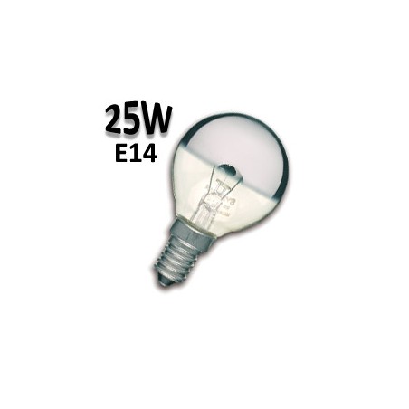 Ampoule sphérique calotte argentée 25W E14 230V