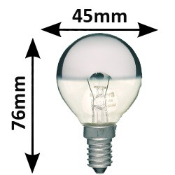 Ampoule sphérique calotte argentée 40W E14 230V