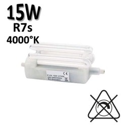 Tube R7s 15W 230V 118mm - Lampe fluocompacte 4000K