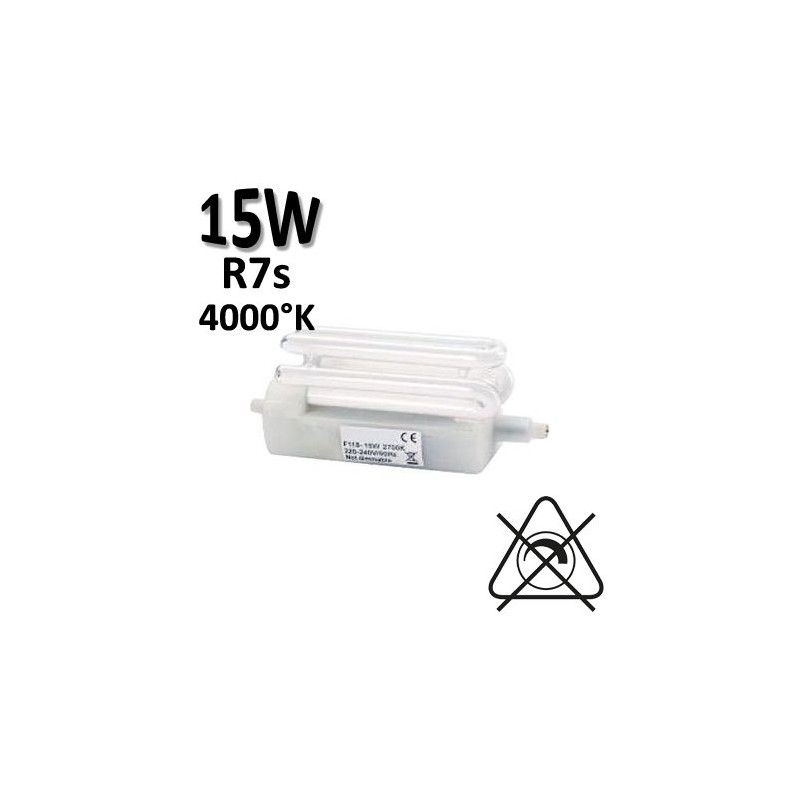 Tube R7s 15W 230V 118mm - Lampe fluocompacte 4000K